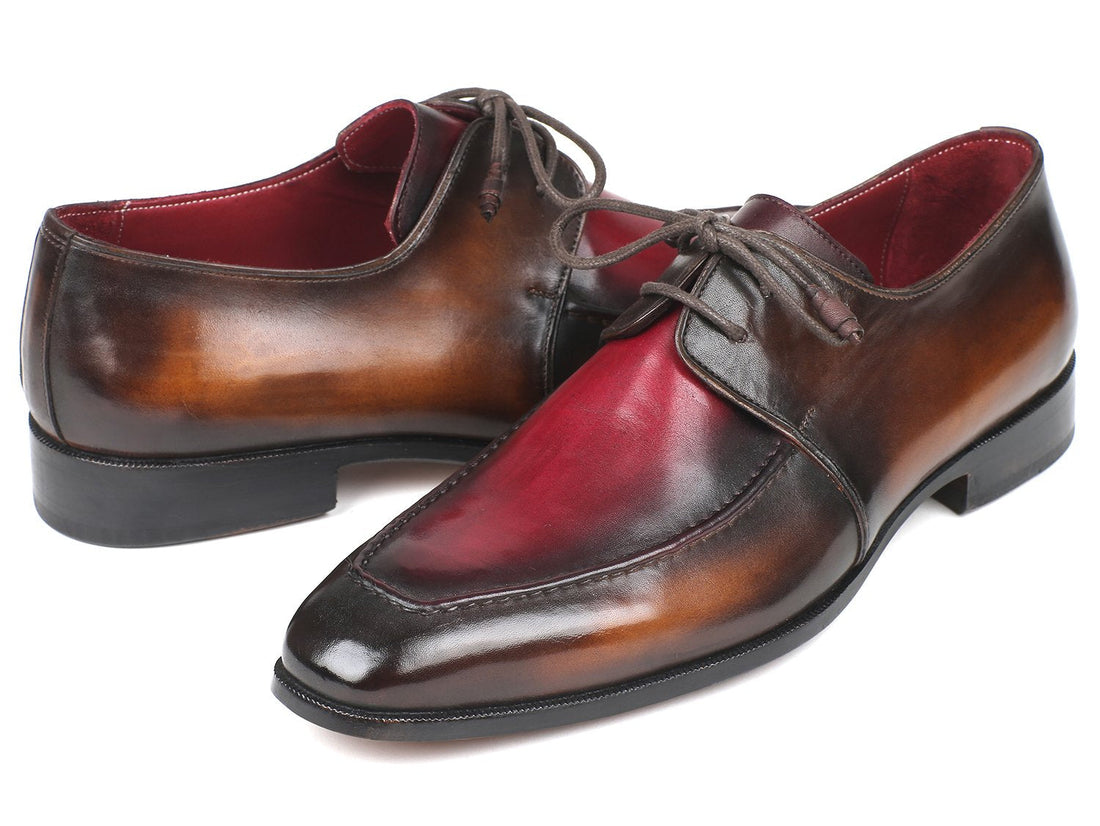 Paul Parkman Brown & Bordeaux Dual Tone Apron Derby Shoes (ID