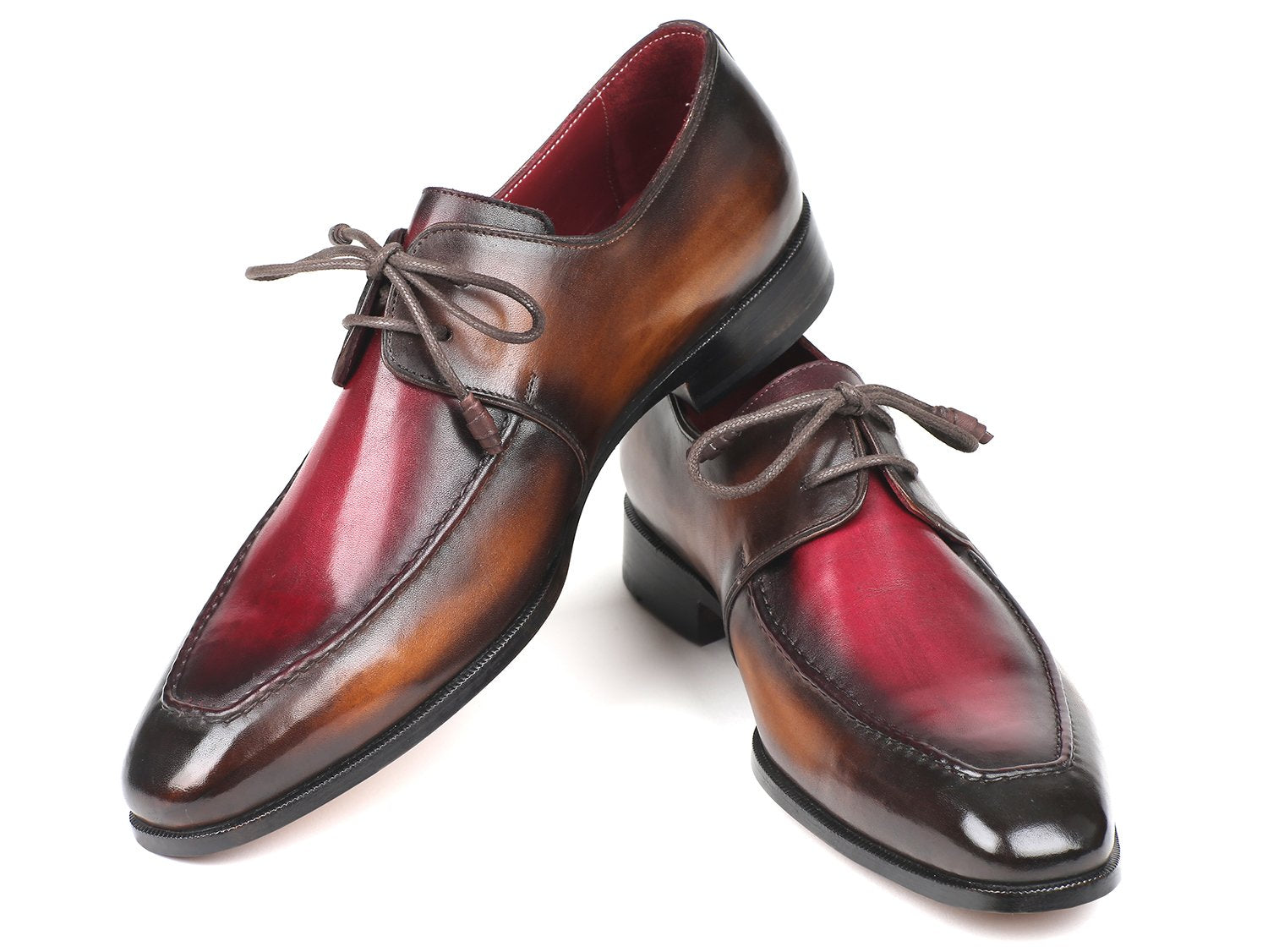 Paul Parkman Brown & Bordeaux Dual Tone Apron Derby Shoes (ID