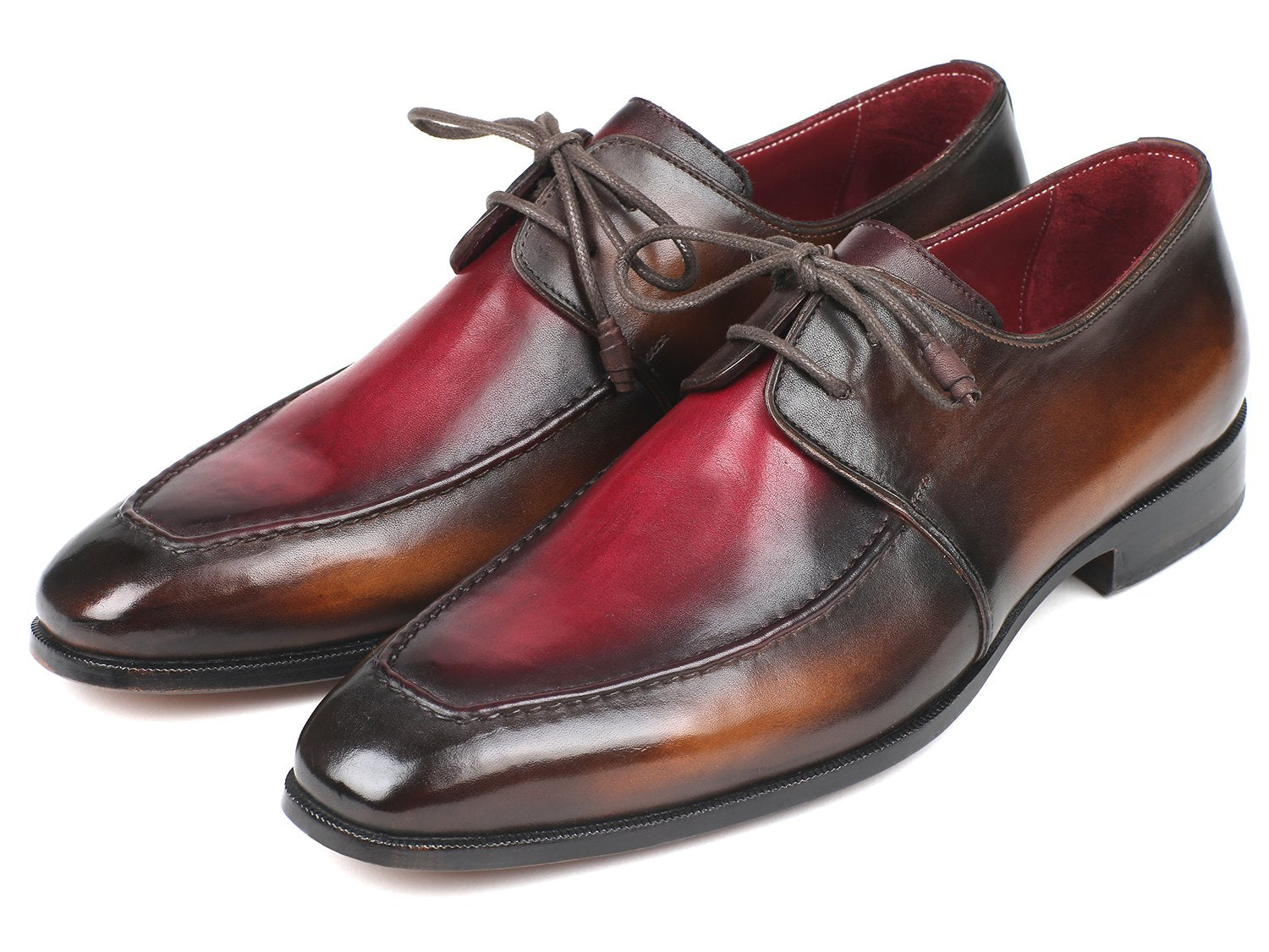 Paul Parkman Brown & Bordeaux Dual Tone Apron Derby Shoes (ID