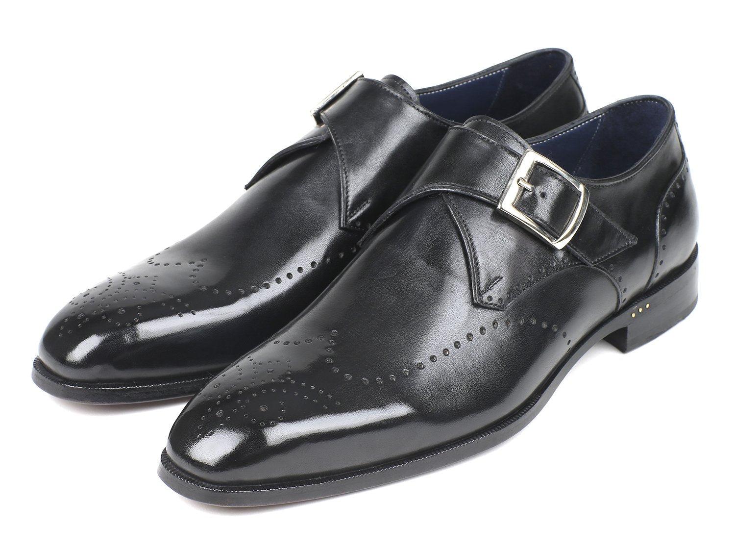 Paul Parkman Wingtip Single Monkstraps Black (ID