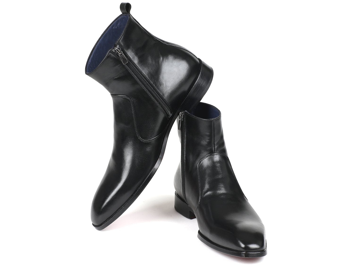 Paul Parkman Black Leather Side Zipper Boots (ID