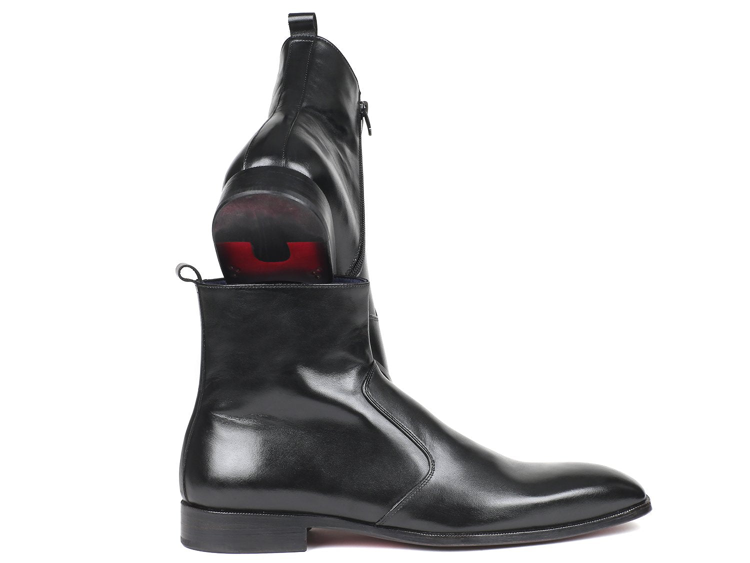 Paul Parkman Black Leather Side Zipper Boots (ID