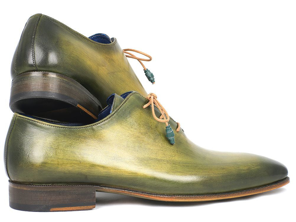 Paul Parkman Plain Toe Wholecut Oxfords Green Hanpainted Leather (ID