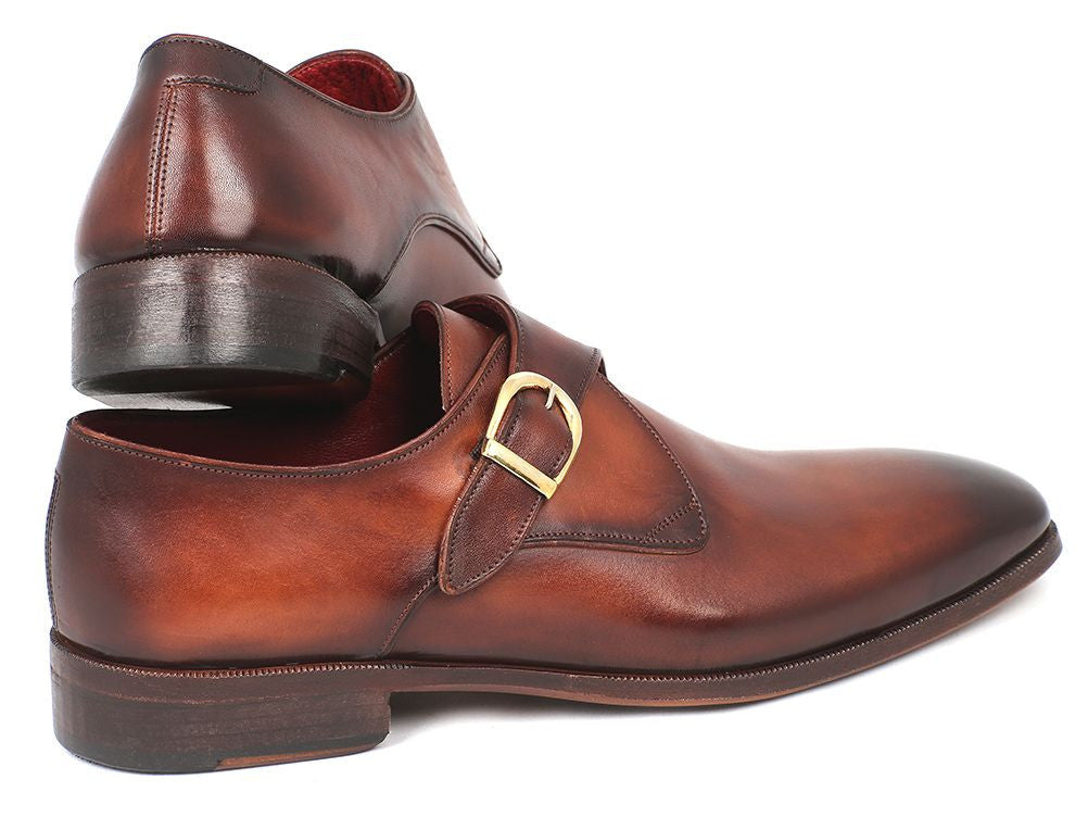 Paul Parkman Monkstrap Dress Shoes Brown &amp; Camel (ID