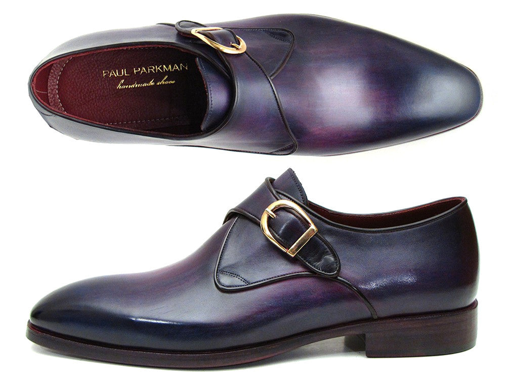 Paul Parkman Single Monkstrap Shoes Purple Leather (ID