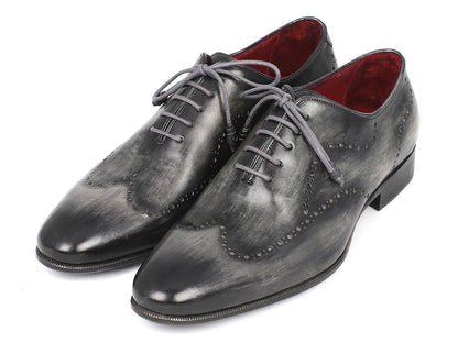 Paul Parkman Wintip Oxfords Gray &amp; Black Handpainted Calfskin (ID