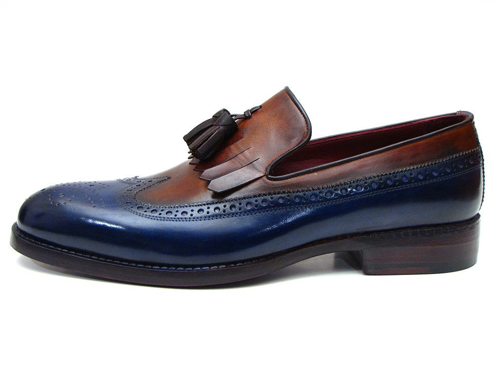 Paul Parkman Kiltie Tassel Loafer Navy &amp; Tobacco (ID