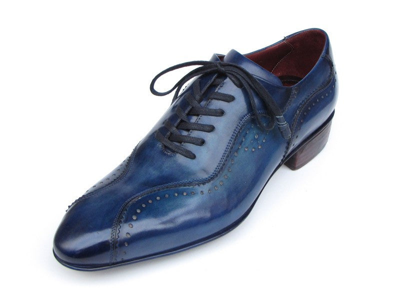 Paul Parkman Handmade Lace-Up Casual Shoes For Men Blue (ID