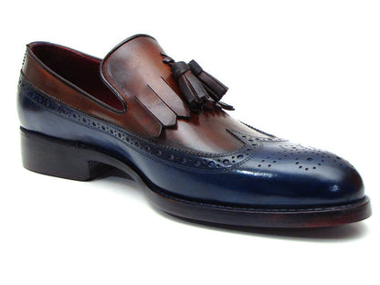 Paul Parkman Kiltie Tassel Loafer Navy &amp; Tobacco (ID