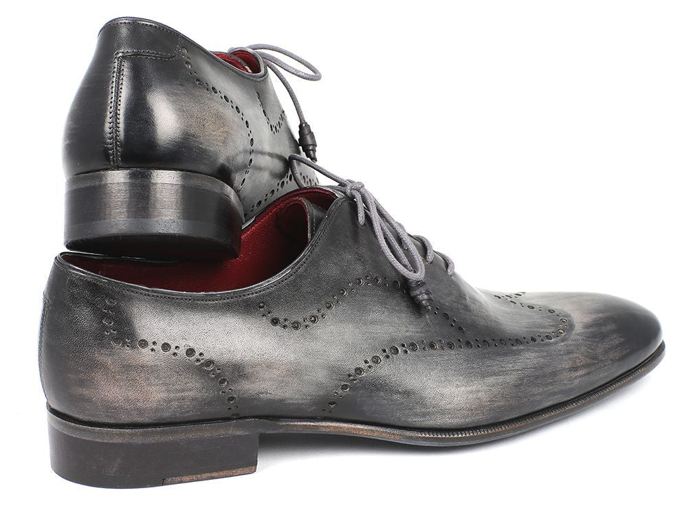 Paul Parkman Wintip Oxfords Gray &amp; Black Handpainted Calfskin (ID