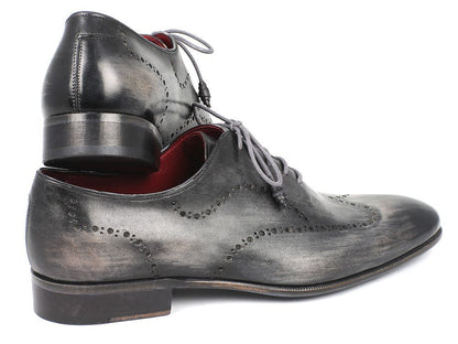 Paul Parkman Wintip Oxfords Gray &amp; Black Handpainted Calfskin (ID