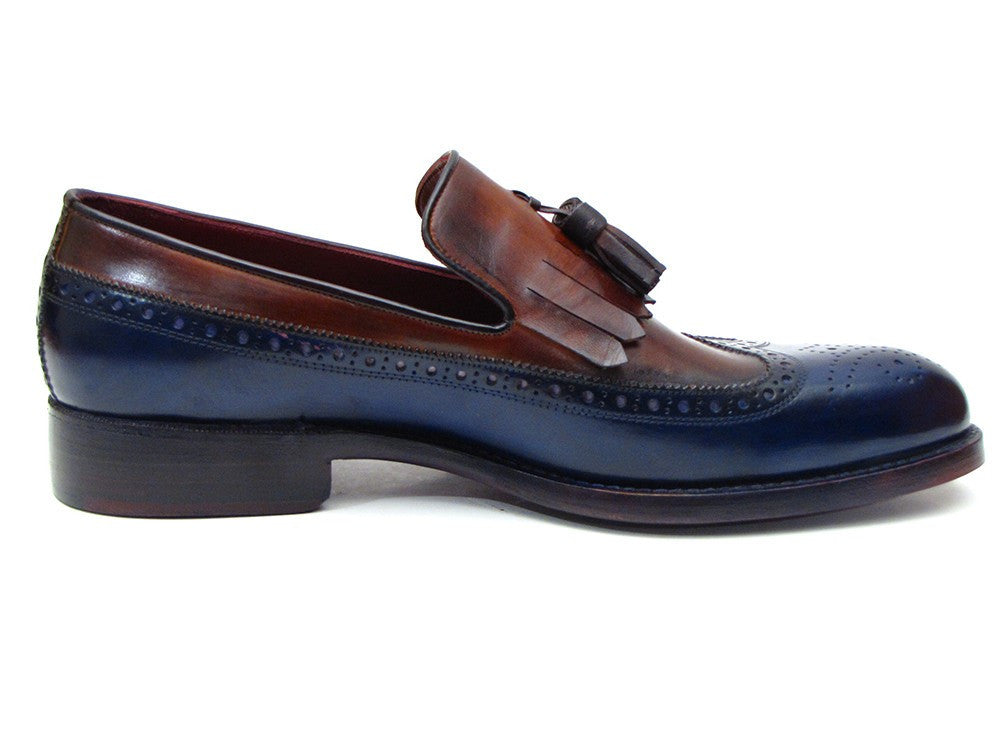 Paul Parkman Kiltie Tassel Loafer Navy &amp; Tobacco (ID