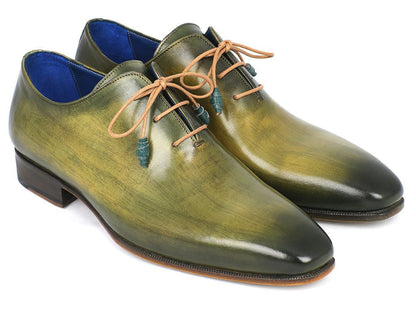 Paul Parkman Plain Toe Wholecut Oxfords Green Hanpainted Leather (ID