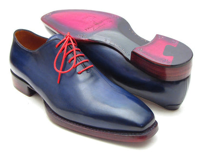 Paul Parkman Goodyear Welted Wholecut Oxfords Navy Blue Hand-Painted (ID