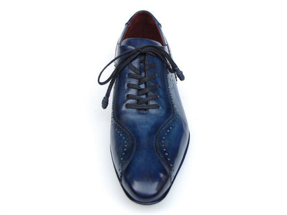 Paul Parkman Handmade Lace-Up Casual Shoes For Men Blue (ID