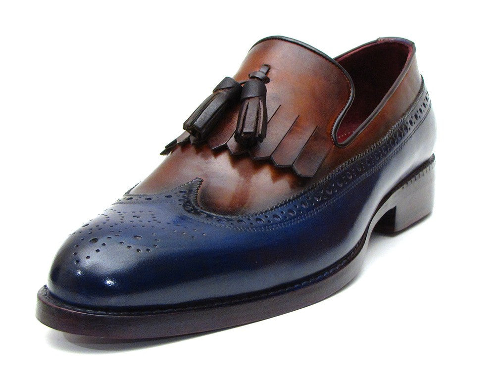 Paul Parkman Kiltie Tassel Loafer Navy &amp; Tobacco (ID