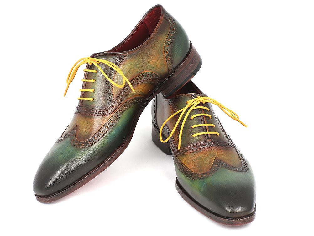 Paul Parkman Wintip Oxfords Green Handpainted Calfskin (ID