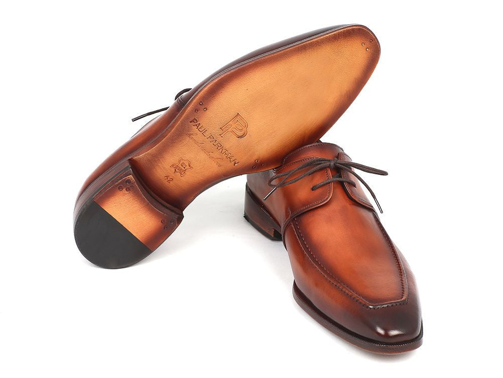 Paul Parkman Brown Leather Apron Derby Shoes For Men (ID