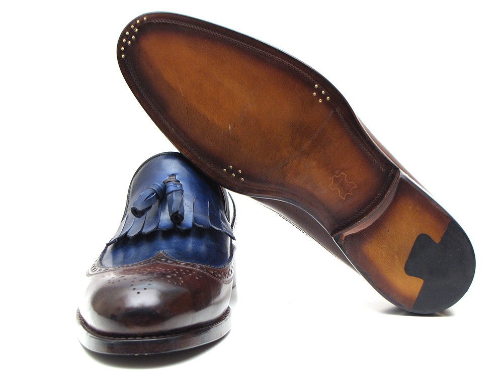 Paul Parkman Kiltie Tassel Loafer Dark Brown &amp; Navy (ID