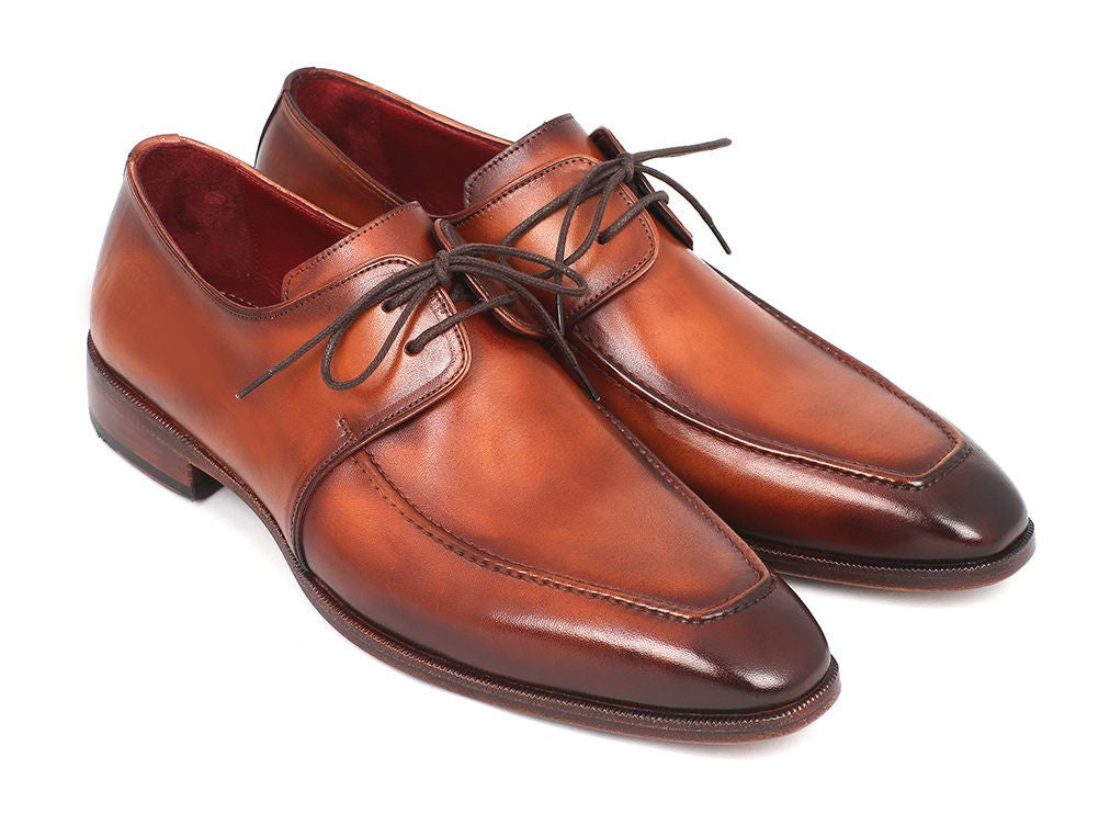 Paul Parkman Brown Leather Apron Derby Shoes For Men (ID