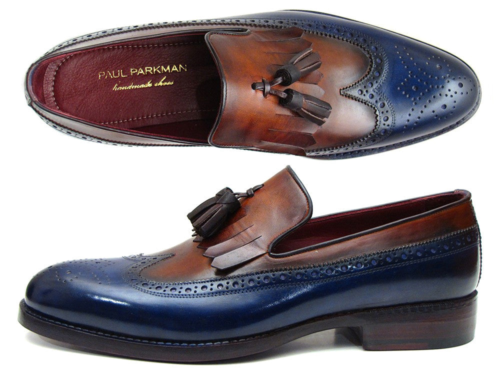 Paul Parkman Kiltie Tassel Loafer Navy &amp; Tobacco (ID