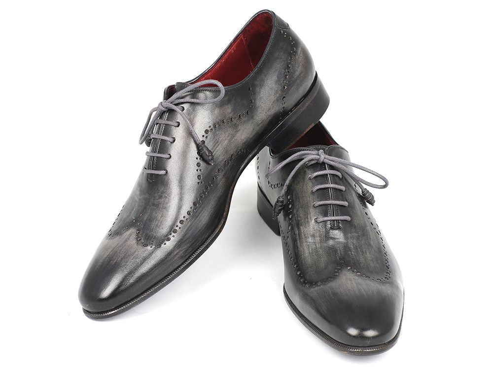 Paul Parkman Wintip Oxfords Gray &amp; Black Handpainted Calfskin (ID