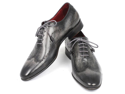 Paul Parkman Wintip Oxfords Gray &amp; Black Handpainted Calfskin (ID
