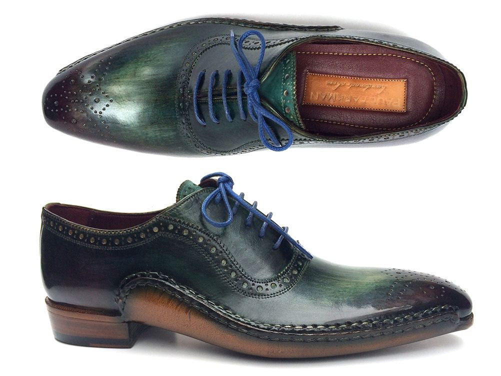 Paul Parkman Green &amp; Purple Handmade Oxfords (ID