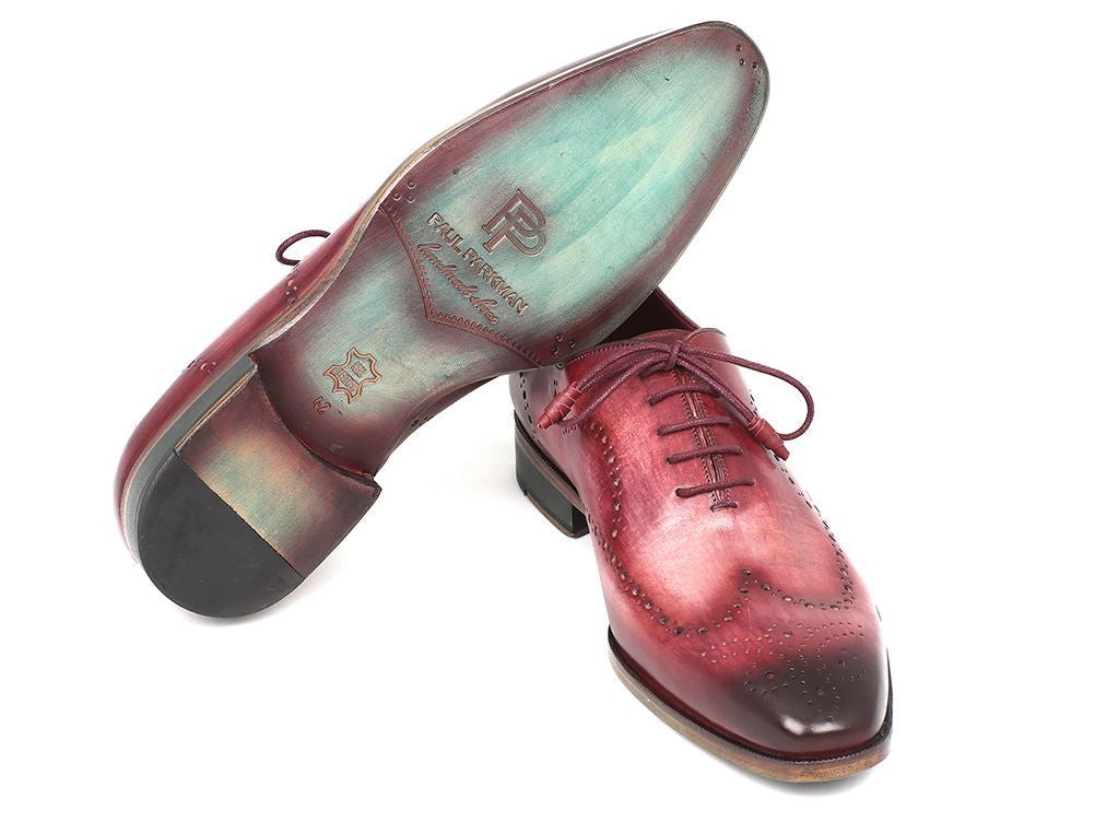 Paul Parkman Wintip Oxfords Burgundy Handpainted Calfskin (ID