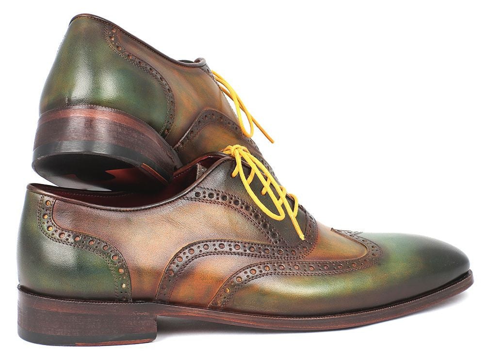 Paul Parkman Wintip Oxfords Green Handpainted Calfskin (ID