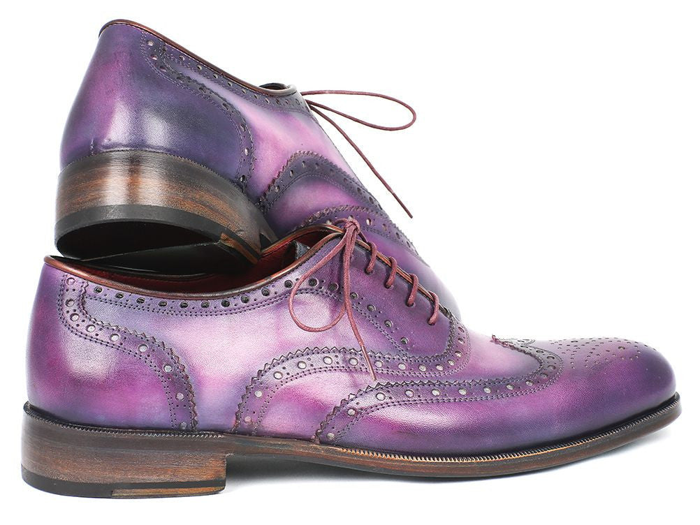 Paul Parkman Wingtip Oxfords Purple &amp; Navy Handpainted Calfskin (ID