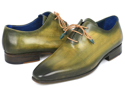 Paul Parkman Plain Toe Wholecut Oxfords Green Hanpainted Leather (ID