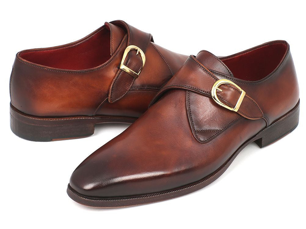 Paul Parkman Monkstrap Dress Shoes Brown & Camel (ID
