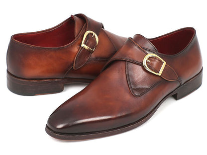 Paul Parkman Monkstrap Dress Shoes Brown &amp; Camel (ID