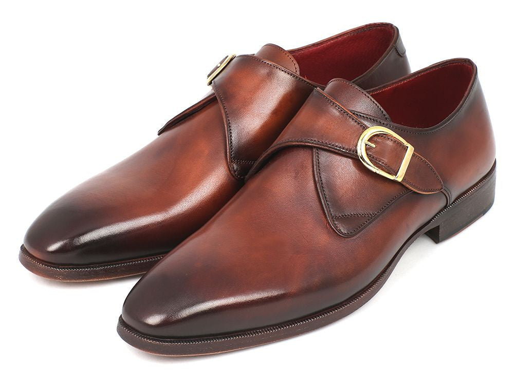 Paul Parkman Monkstrap Dress Shoes Brown &amp; Camel (ID