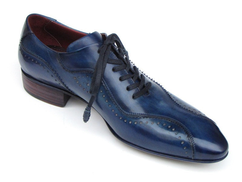 Paul Parkman Handmade Lace-Up Casual Shoes For Men Blue (ID