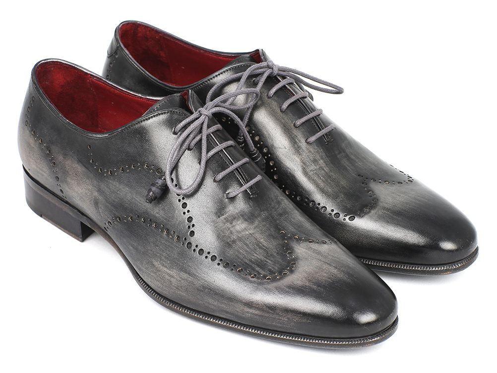 Paul Parkman Wintip Oxfords Gray &amp; Black Handpainted Calfskin (ID