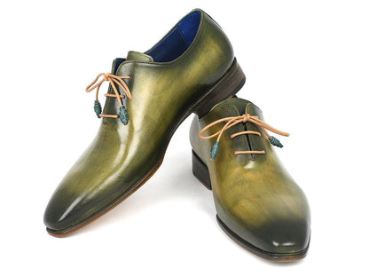 Paul Parkman Plain Toe Wholecut Oxfords Green Hanpainted Leather (ID