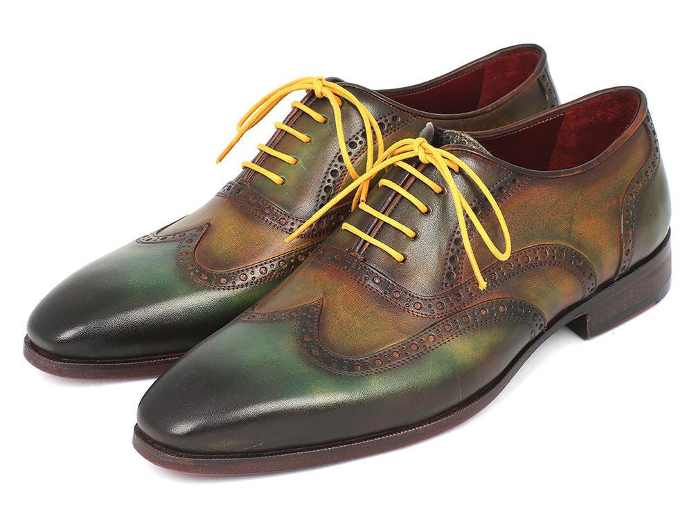 Paul Parkman Wintip Oxfords Green Handpainted Calfskin (ID