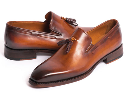 Paul Parkman Brown Goodyear Welted Tassel Loafers (ID