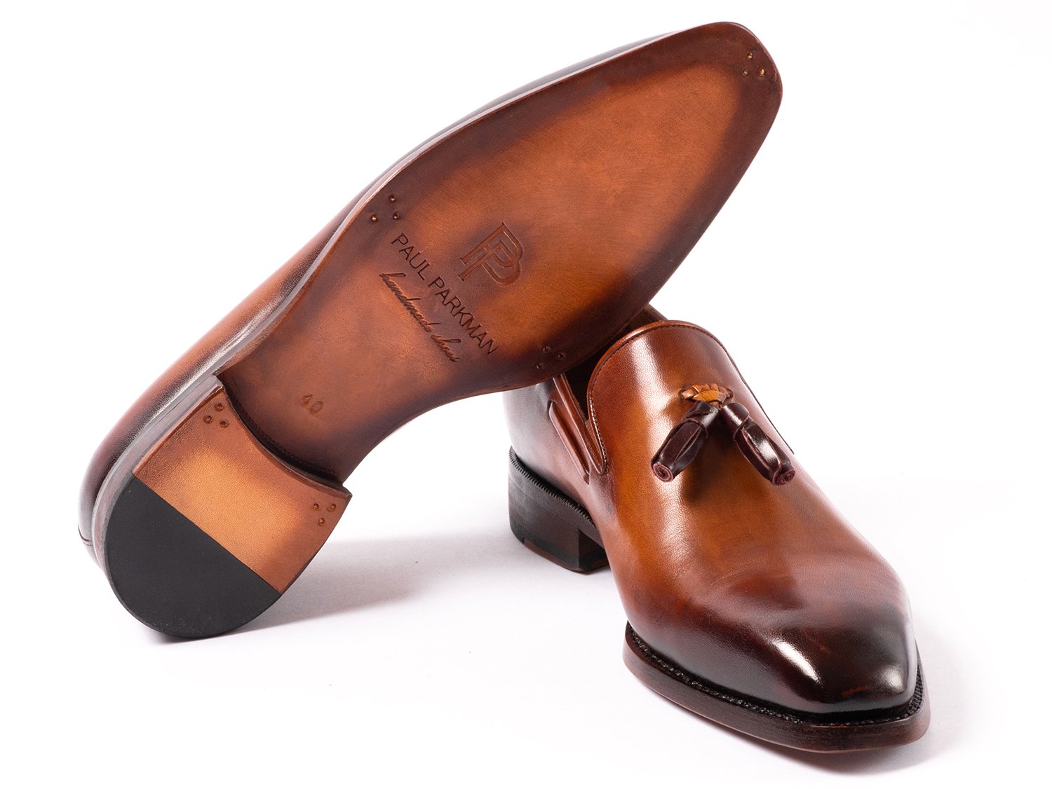 Paul Parkman Brown Goodyear Welted Tassel Loafers (ID