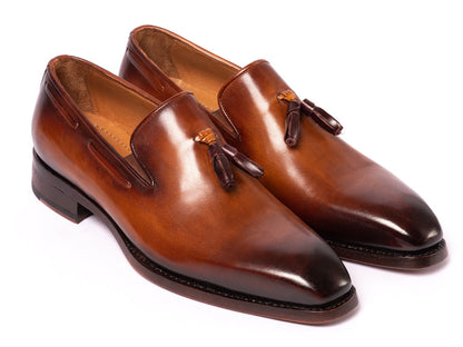 Paul Parkman Brown Goodyear Welted Tassel Loafers (ID