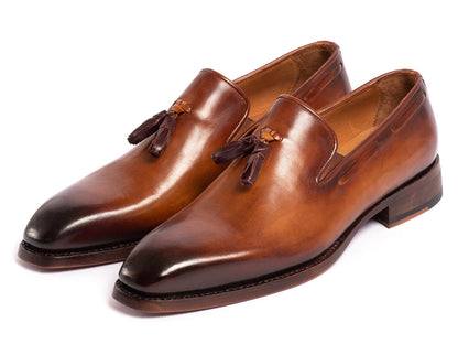 Paul Parkman Brown Goodyear Welted Tassel Loafers (ID