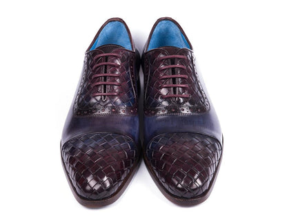 Paul Parkman Woven Leather Captoe Oxfords Navy &amp; Purple (ID