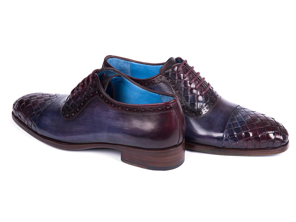 Paul Parkman Woven Leather Captoe Oxfords Navy &amp; Purple (ID