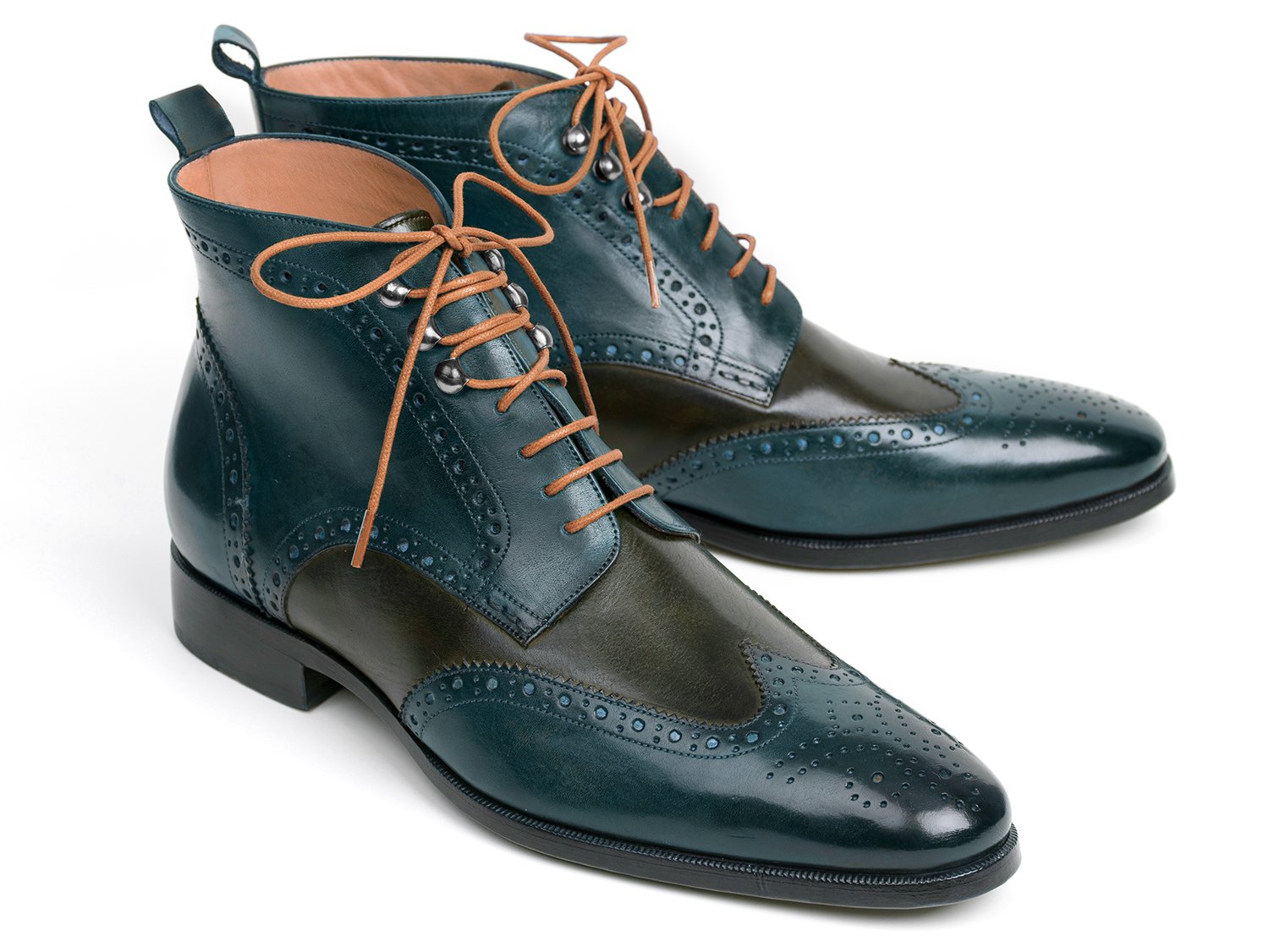 Paul Parkman Wingtip Ankle Boots Dual Tone Green &amp; Blue (ID