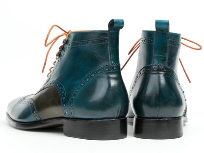 Paul Parkman Wingtip Ankle Boots Dual Tone Green &amp; Blue (ID