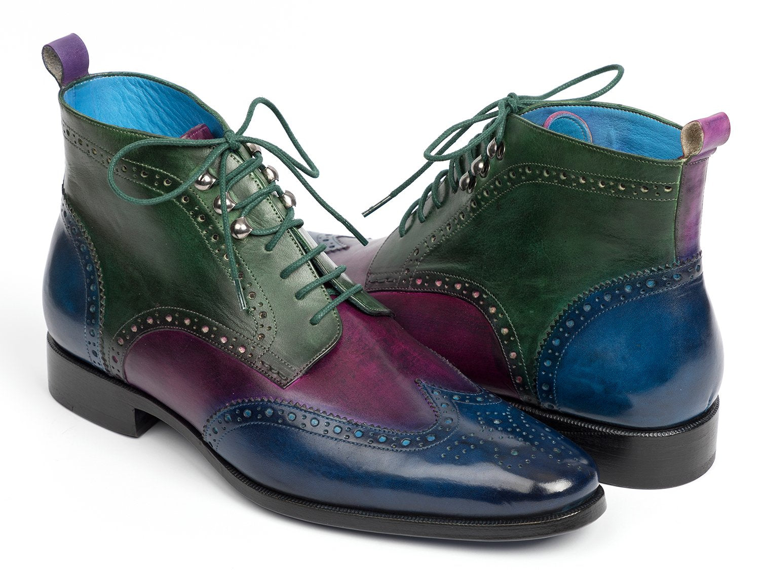 Paul Parkman Wingtip Ankle Boots Three Tone Blue Purple Green (ID