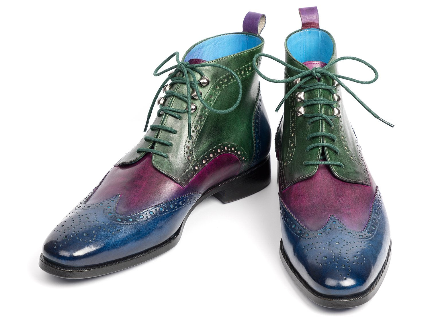 Paul Parkman Wingtip Ankle Boots Three Tone Blue Purple Green (ID