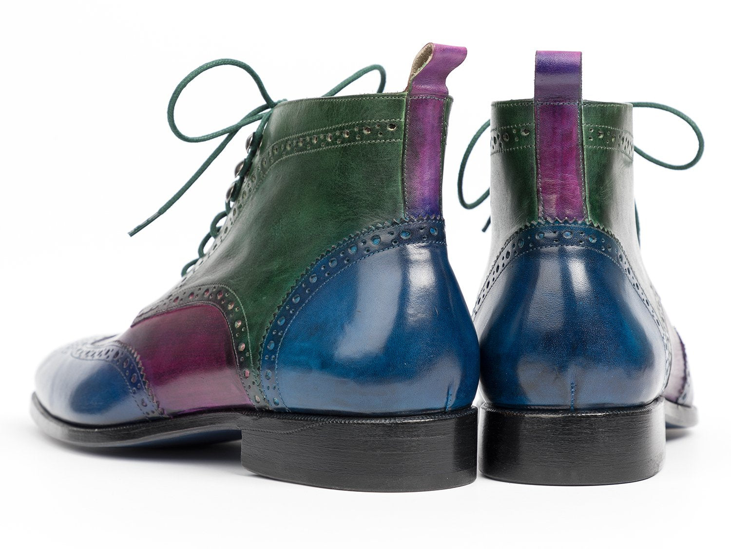 Paul Parkman Wingtip Ankle Boots Three Tone Blue Purple Green (ID